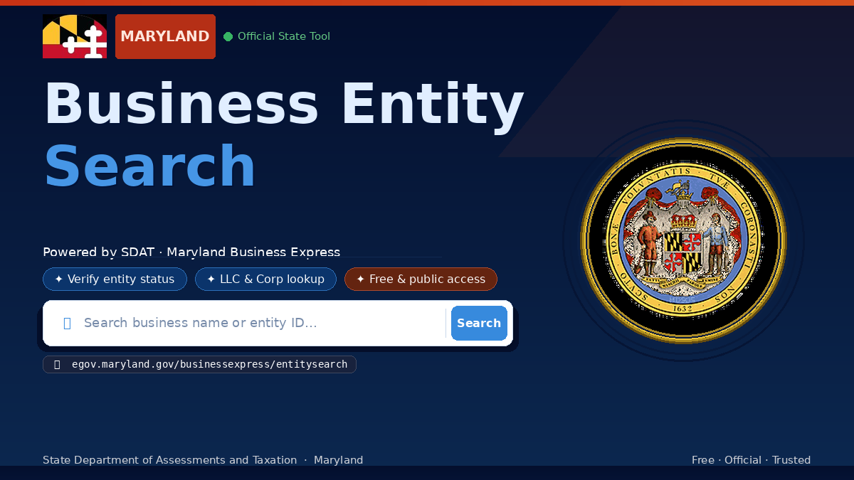 Maryland business entity search 2026