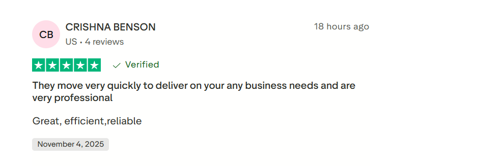 Trustpilot Review by Crishna Benson