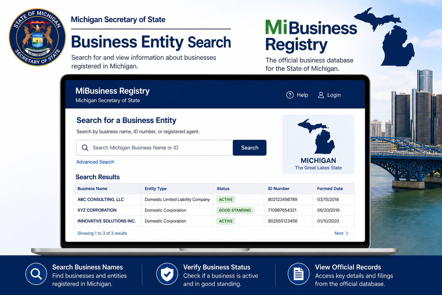 Michigan business entity search 2026- MiBusiness Registry