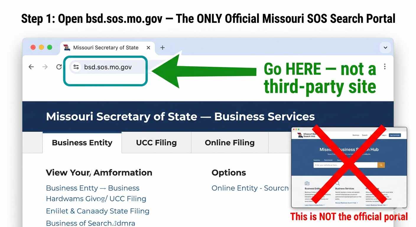 Step 1 Missouri Business Search