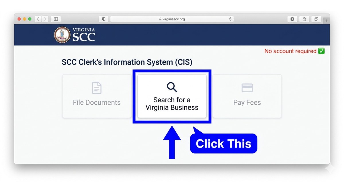 Click Search for a Virginia Business, Step 2