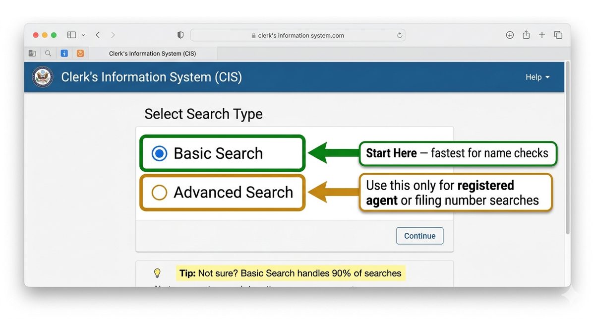 Choose Basic or Advanced Search, Step 3